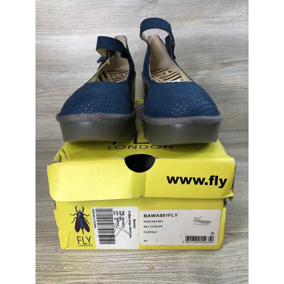 Fly London Bawa BAWA581FLY-001 Womens Blue Leather Mary Jane Flats Shoes 40 - Picture 3 of 7